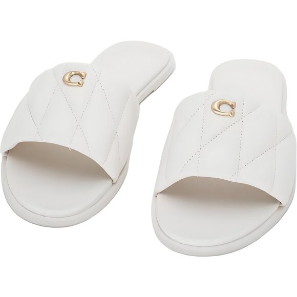 Coach Holly Quilted Puffy Slide Sandals Chalk Leather Women's US 10M - Picture 5 of 6